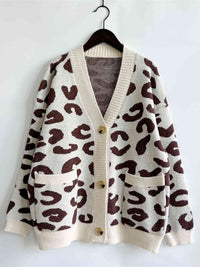 Hazel Blues® |  Leopard Button Front Cardigan with Pockets