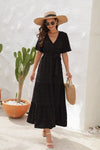 Hazel Blues® |  Swiss Dot Tied Surplice Short Sleeve Dress