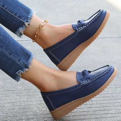 Hazel Blues® |  Weave Wedge Heeled Loafers