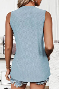 Hazel Blues® |  Eyelet Round Neck Tank