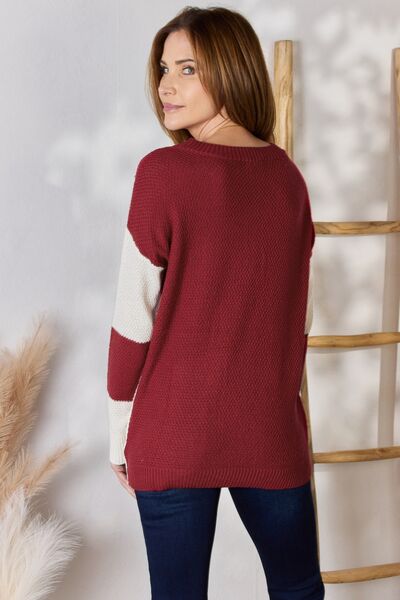 Hazel Blues® |  Hailey & Co Color Block Dropped Shoulder Knit Top