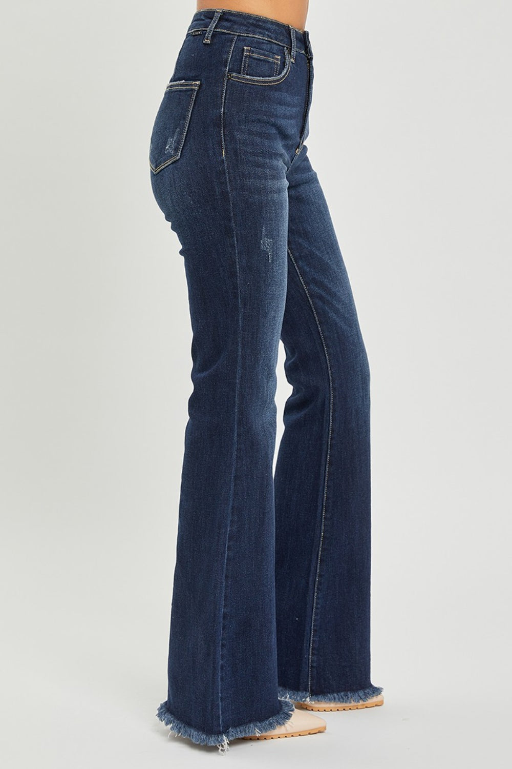 Hazel Blues® |  RISEN High Waist Raw Hem Flare Jeans