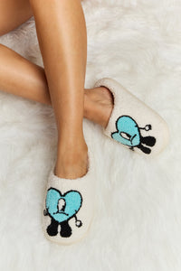 Hazel Blues® |  Melody Love Heart Print Plush Slippers