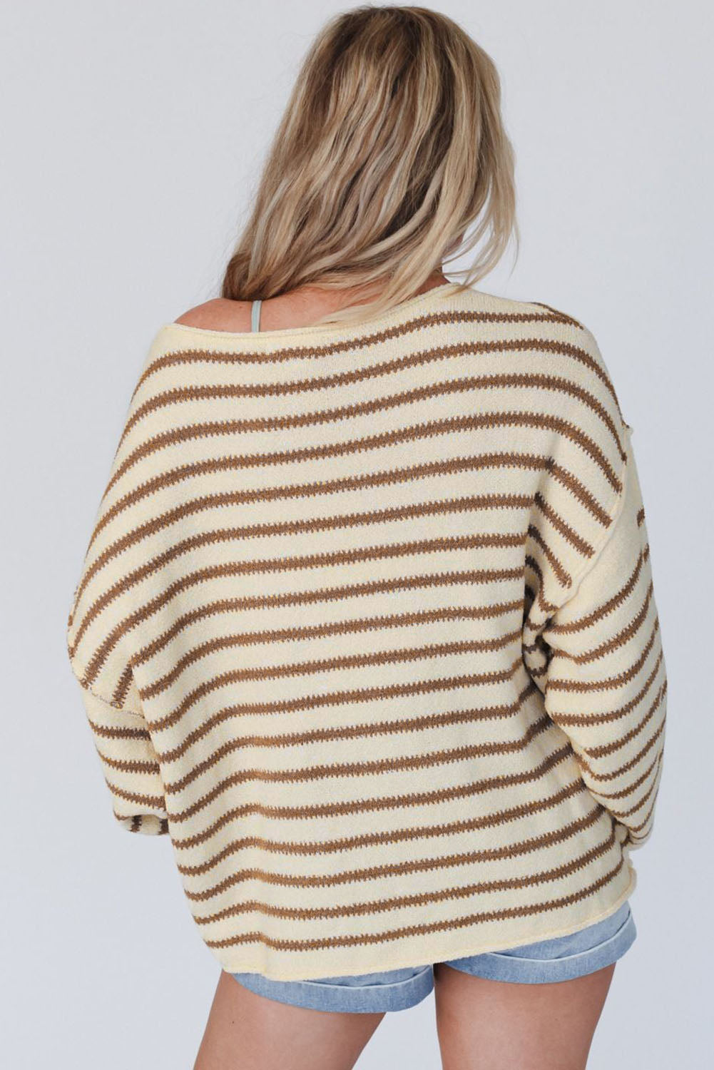Hazel Blues® |  Boat Neck Long Sleeve Striped Sweater