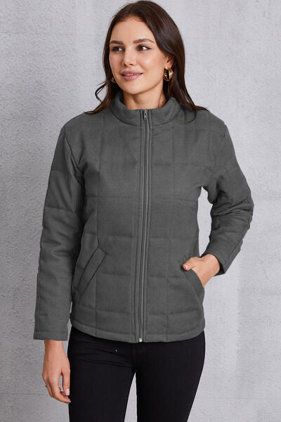 Hazel Blues® |  Zip Up Mock Neck Pocketed Jacket