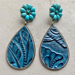 Hazel Blues® |  Turquoise Flower Teardrop Earrings