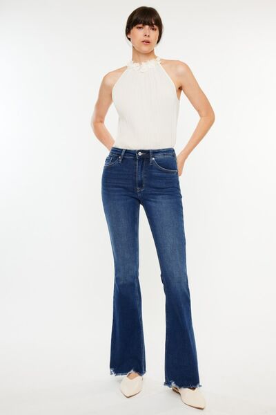 Hazel Blues® |  Kancan Cat's Whiskers Raw Hem Flare Jeans