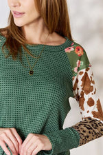 Hazel Blues® |  Hailey & Co Waffle-Knit Leopard Blouse