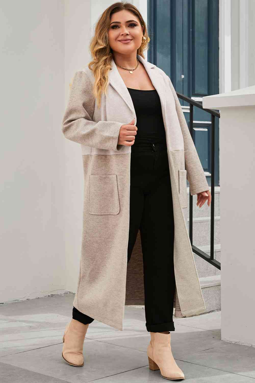 Hazel Blues® | Collared Neck Buttoned Longline Coat