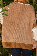 Hazel Blues® |  Color Block Round Neck Dropped Shoulder Sweater
