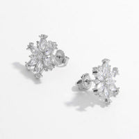 Hazel Blues® |  925 Sterling Silver Zircon Snowflake Earrings