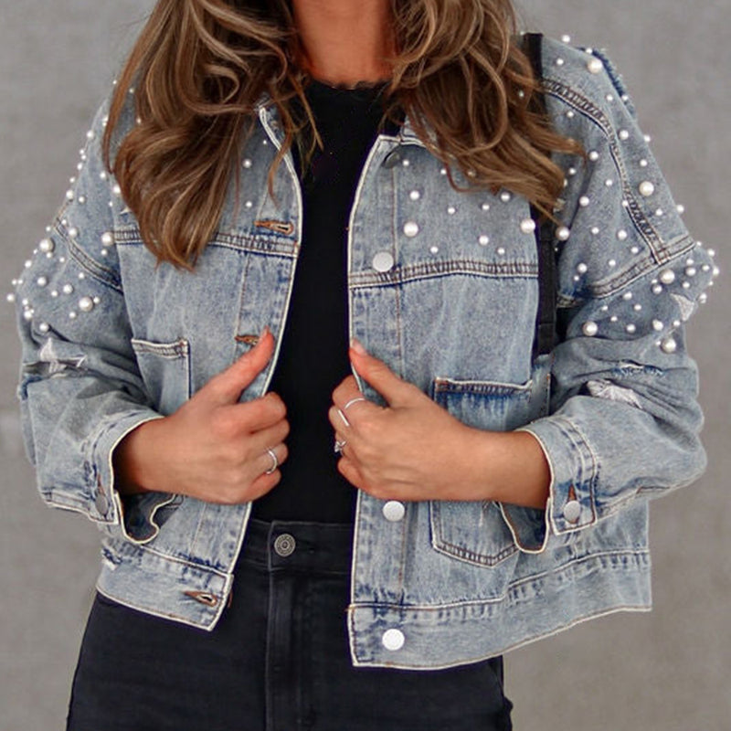 Hazel Blues® |  Bead Detail Denim Jacket