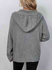 Hazel Blues® |  Button Up Drawstring Long Sleeve Hooded Cardigan