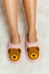 Hazel Blues® |  Melody Teddy Bear Print Plush Slide Slippers