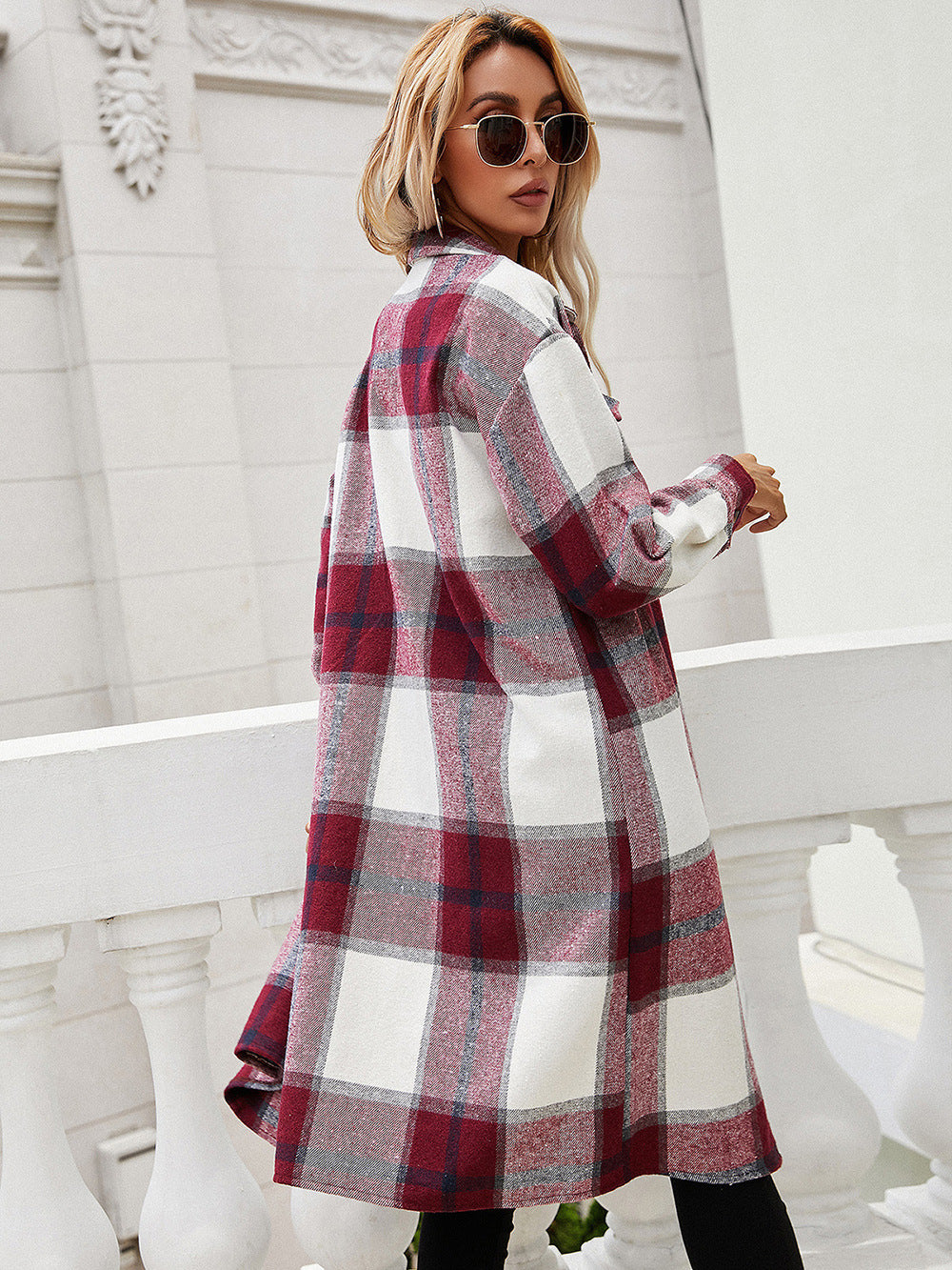 Hazel Blues® |  Plaid Longline Shirt Jacket