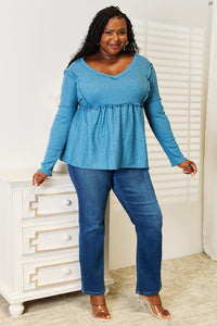 Hazel Blues® |  Jade By Jane Frill Trim Babydoll Blouse