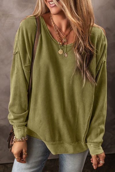 Hazel Blues® |  Round Neck Dropped Shoulder Sweatshirt