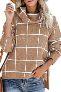 Hazel Blues® |  Plaid Turtleneck Drop Shoulder Sweater