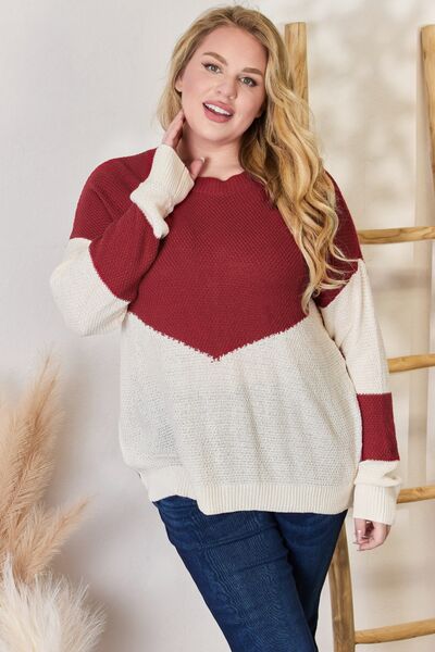 Hazel Blues® |  Hailey & Co Color Block Dropped Shoulder Knit Top