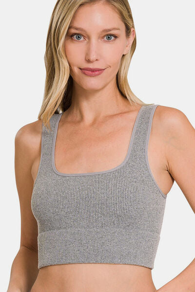 Hazel Blues® |  Zenana Ribbed Square Neck Cropped Tank