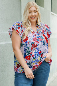 Hazel Blues® | Floral Smocked Flutter Sleeve Blouse - Hazel Blues®