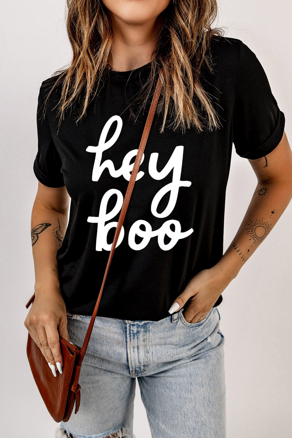Hazel Blues® |  HEY BOO Graphic Round Neck T-Shirt