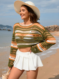 Hazel Blues® |  Openwork Boat Neck Dropped Shoulder Cover-Up