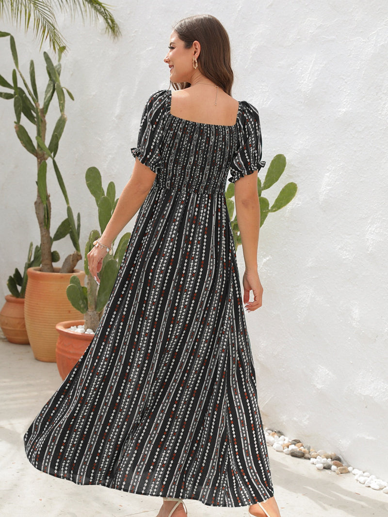 Hazel Blues® |  Slit Printed Short Sleeve Dress