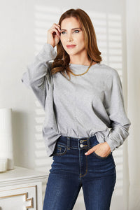 Hazel Blues® |  Double Take Seam Detail Round Neck Long Sleeve Top