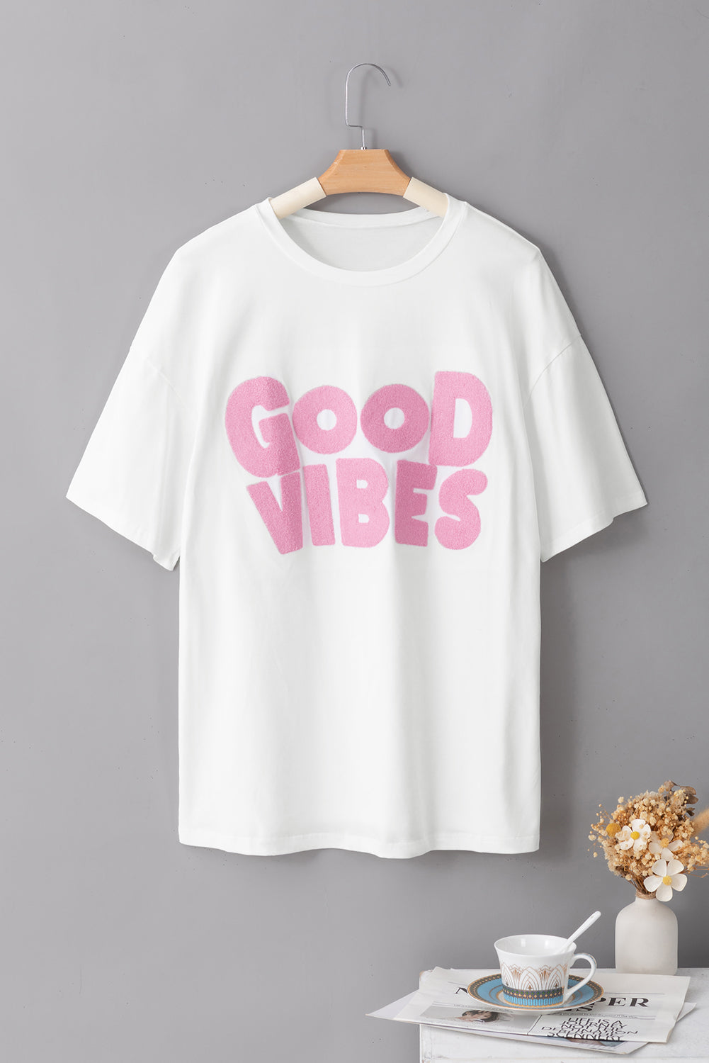 Hazel Blues® |  GOOD VIBES Round Neck Half Sleeve T-Shirt