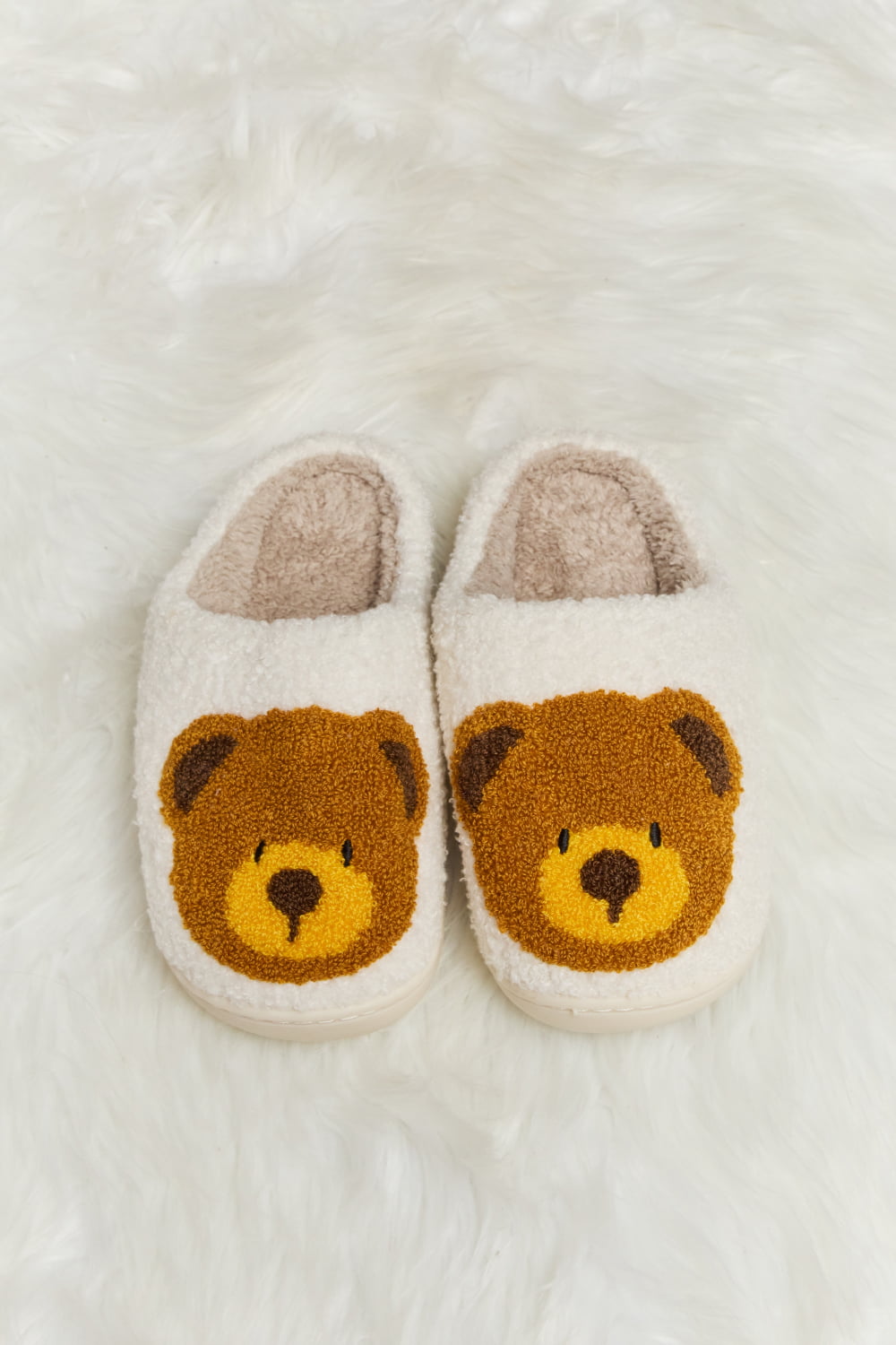 Hazel Blues® |  Melody Teddy Bear Print Plush Slide Slippers