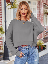 Hazel Blues® |  Dropped Shoulder Round Neck Long Sleeve Knit Top