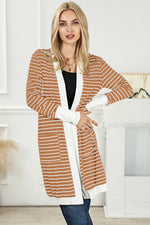 Hazel Blues® |  Striped Open Front Longline Cardigan