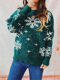 Hazel Blues® |  Snowflake Pattern Dropped Shoulder Sweater