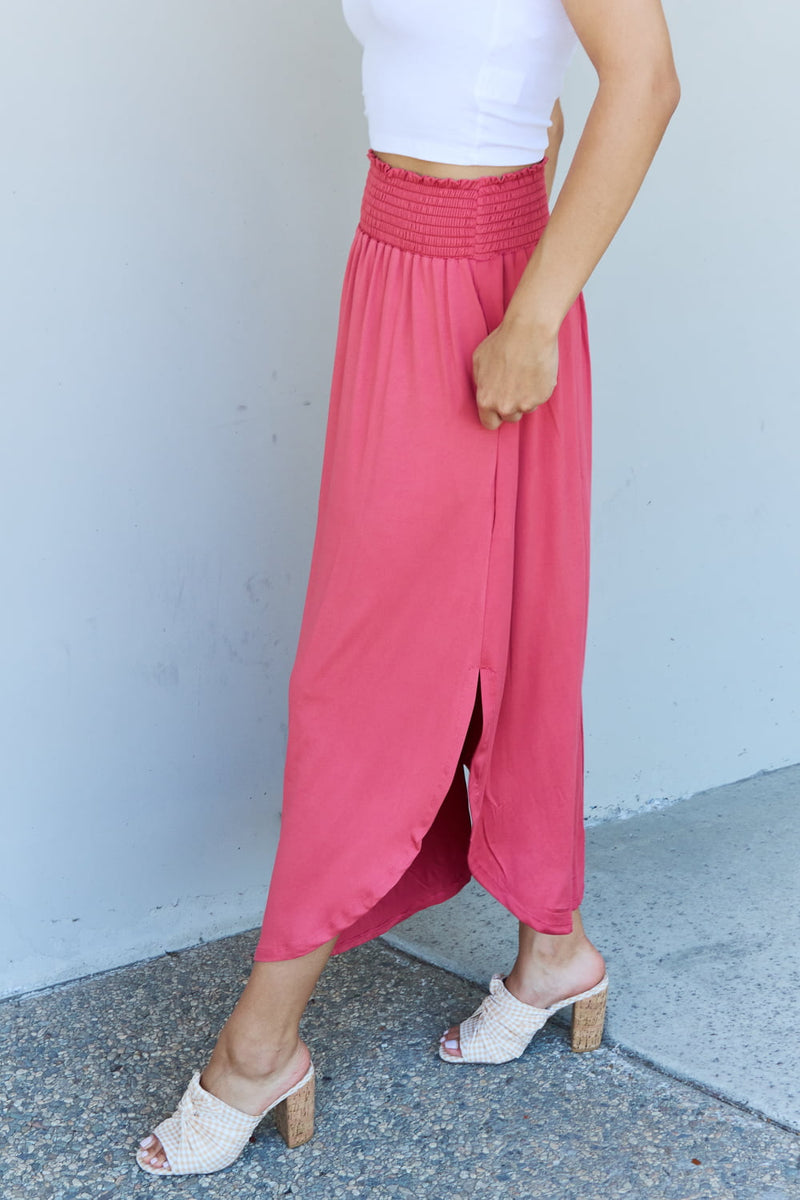 Hazel Blues® |  Doublju Comfort Princess High Waist Scoop Hem Maxi Skirt in Hot Pink