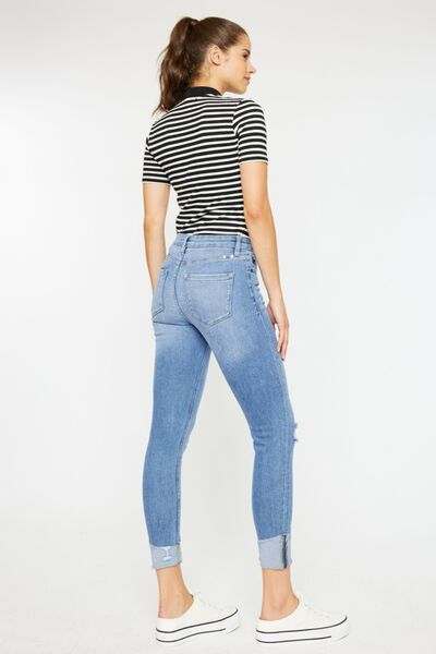 Hazel Blues® |  Kancan Distressed Cat's Whiskers Button Fly Jeans