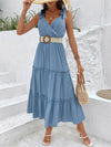Hazel Blues® |  Tie Shoulder Smocked Waist Sleeveless Tiered Dress