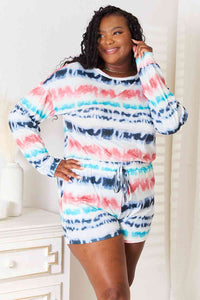 Hazel Blues® |  Double Take Tie-Dye Dropped Shoulder Lounge Set