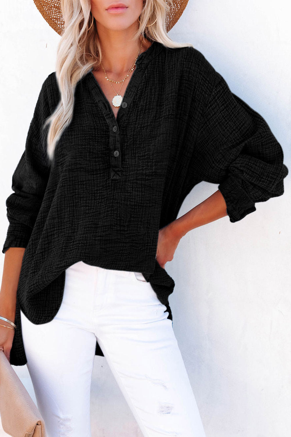 Hazel Blues® |  Buttoned Long Sleeve Blouse