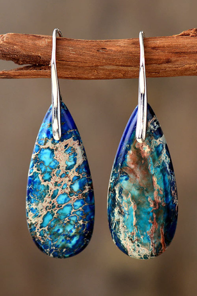 Hazel Blues® |  Handmade Teardrop Shape Natural Stone Dangle Earrings