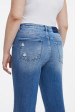 Hazel Blues® |  BAYEAS Mid Waist Distressed Ripped Straight Jeans