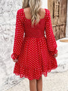 Hazel Blues® |  Smocked Polka Dot Long Sleeve Dress