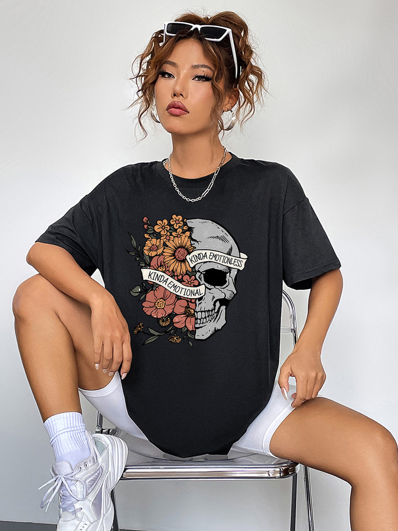 Hazel Blues® | Skull & Floral Graphic T-Shirt