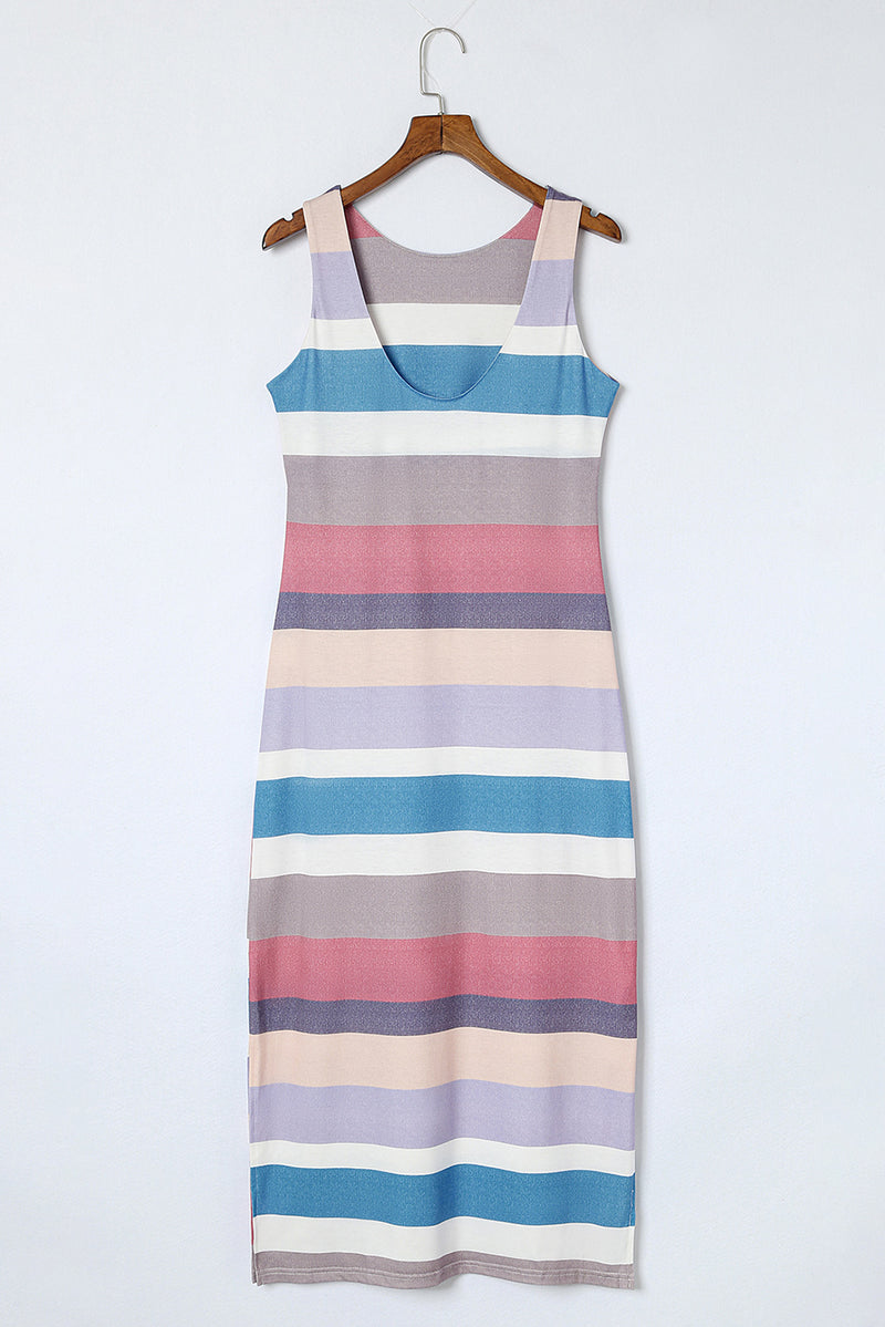 Hazel Blues® |  Striped Slit Sleeveless Maxi Dress