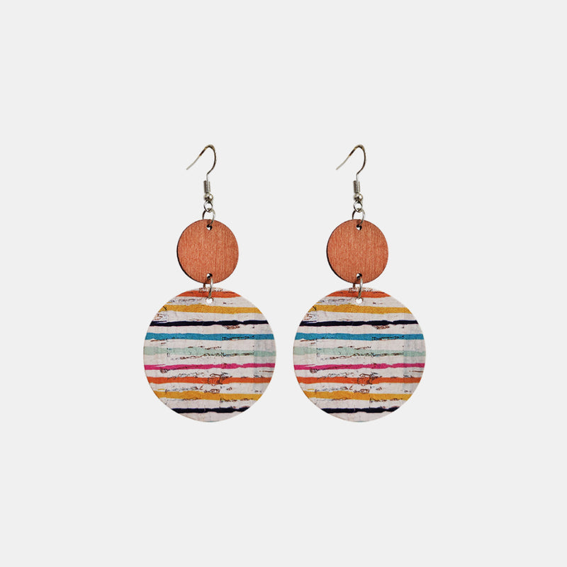 Hazel Blues® |  Round Shape Wooden Dangle Earrings