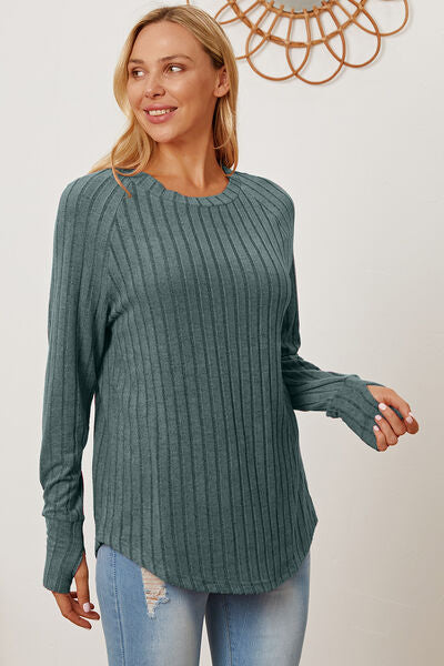 Hazel Blues® |  Basic Bae Ribbed Thumbhole Sleeve T-Shirt