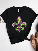 Hazel Blues® |  Mardi Gras Graphic Round Neck Short Sleeve T-Shirt