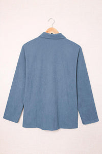 Tara Lynn's Pocketed Button Ribbed Textured Shacket - Tara Lynn's Boutique